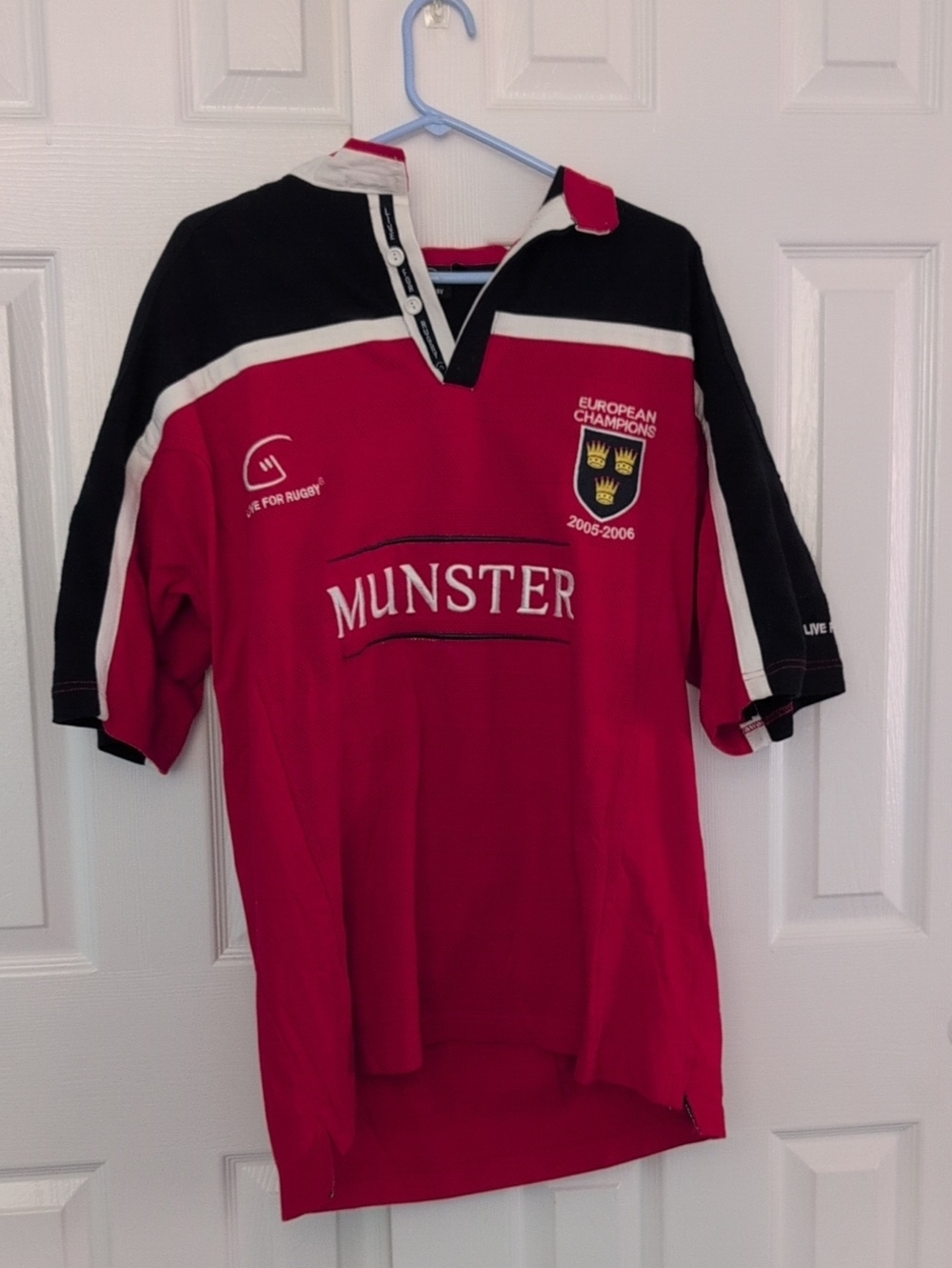 Munster Red Black Rugby Jersey with European Champions Crest